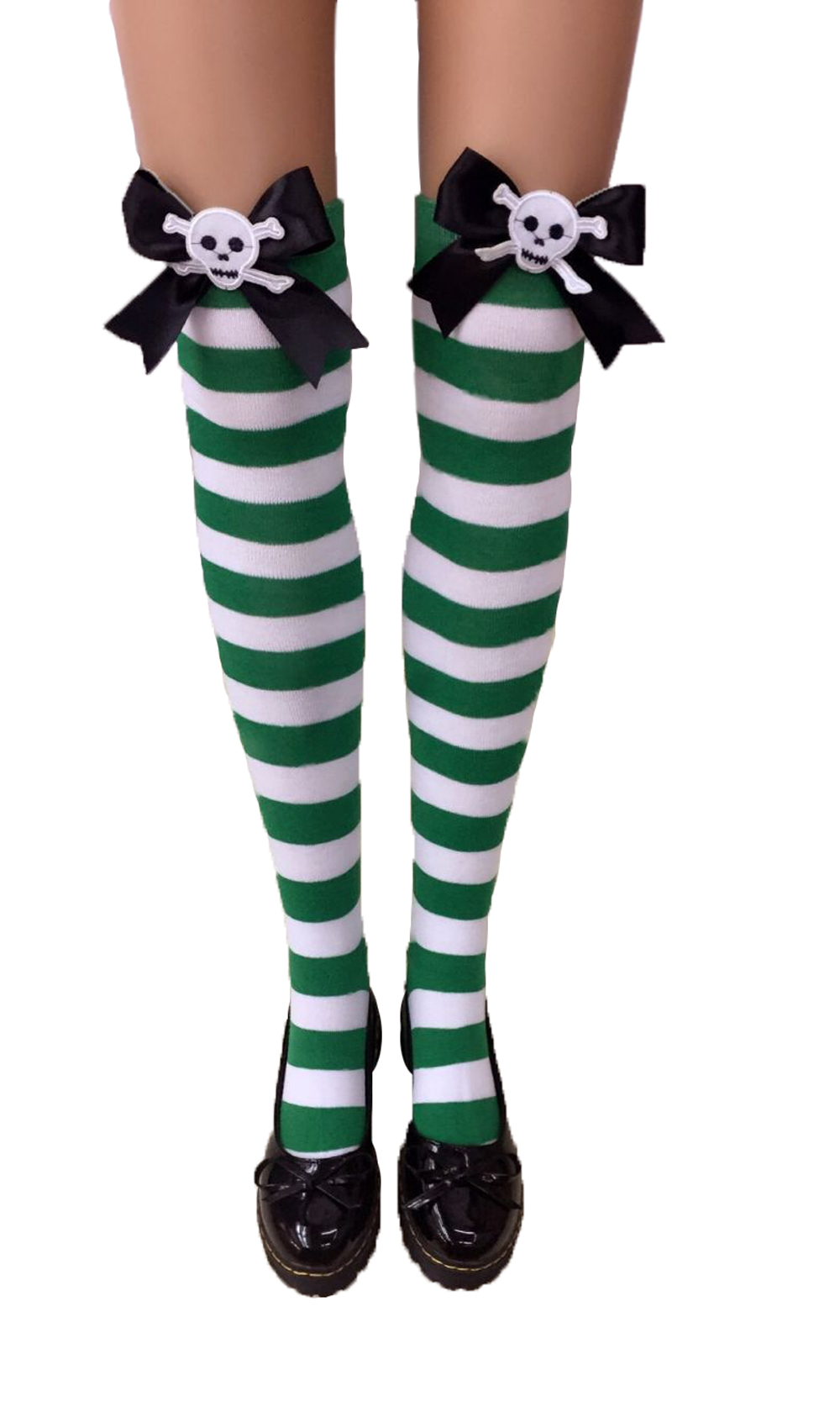 F8194-2 Womens Nylon Striped Tights Stocking